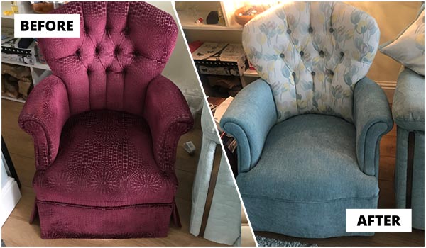 Leicestershire customer's fabric chair reupholstery